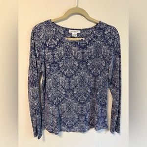 Vintage Liz Claiborne Patterned Henley Shirt